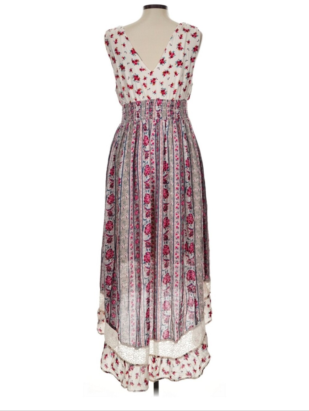 Torrid White and Pink Floral High-Low Midi Cottage Dress Size 0X - Picture 2 of 6